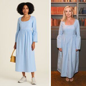 NEW Loulou Studio Keppel Poplin Maxi Dress Light Blue Cottagecore Bohemian